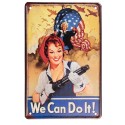 Clayre & Eef Wanddecoratie  20x30 cm Geel Blauw Metaal We can do it!