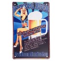 Clayre & Eef Wall Decoration 20x30 cm Blue White Metal Beer