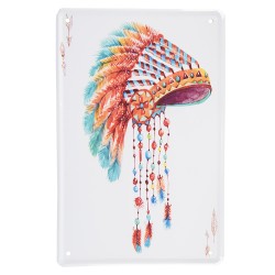 Clayre & Eef Décoration murale 20x30 cm Blanc Rouge Métal