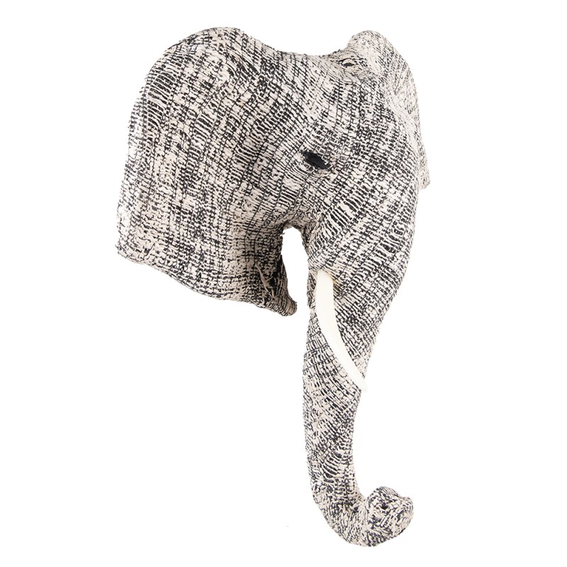 Clayre & Eef Wall Decoration Elephant 40 cm White Black Paper Iron Textile