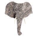 Clayre & Eef Wanddekoration Elefant 40 cm Weiß Schwarz Papier Eisen Textil