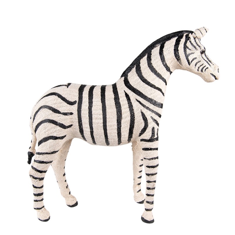 Clayre & Eef Figur Zebra 44 cm Schwarz Weiß Papier Eisen Textil