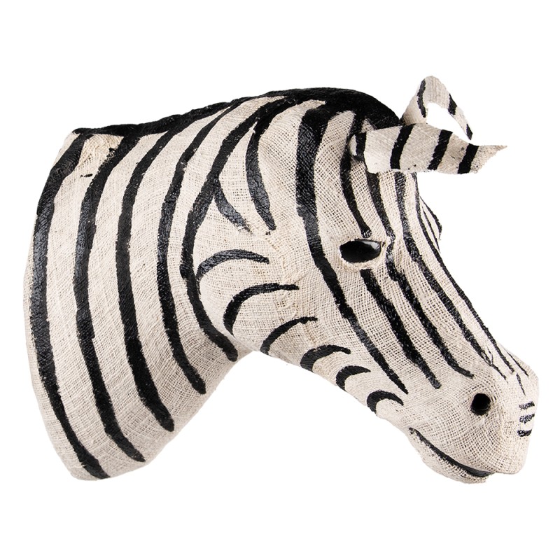 Clayre & Eef Wanddekoration Zebra 37 cm Schwarz Weiß Papier Eisen Textil