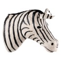 Clayre & Eef Wanddecoratie Zebra 18 cm Zwart Wit Papier Ijzer Textiel