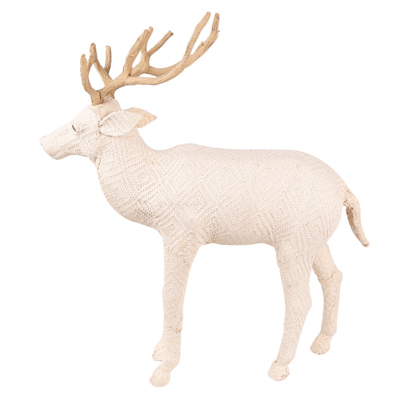 Clayre & Eef Figurine Deer 50 cm Beige Paper Iron Textile
