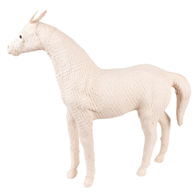 Clayre & Eef Figur Pferd 46 cm Beige Papier Eisen Textil