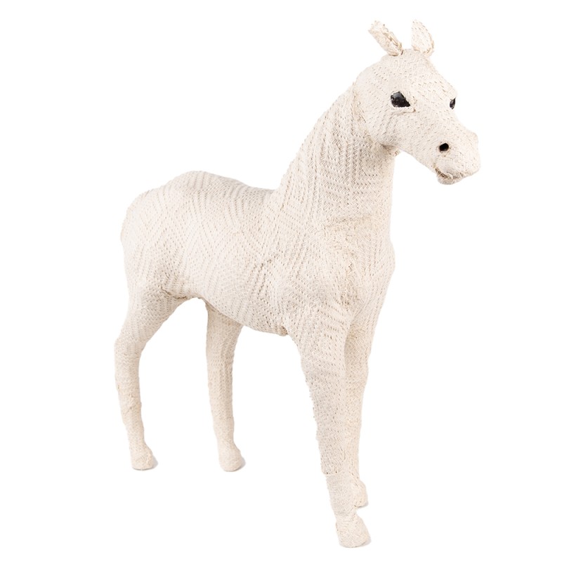 Clayre & Eef Figur Pferd 30 cm Beige Papier Eisen Textil