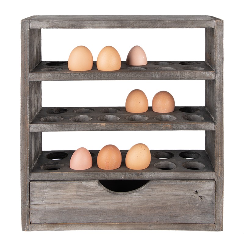 Clayre & Eef Egg Cabinet 35x11x38 cm Grey Wood Rectangle