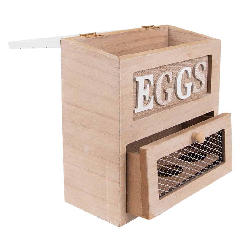 Clayre & Eef Egg Holder 18x9x20 cm Brown Wood Rectangle Eggs
