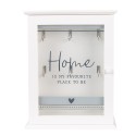 Clayre & Eef Key Cabinet 20x6x27 cm White Wood Glass Rectangle Home is my favourite place to be