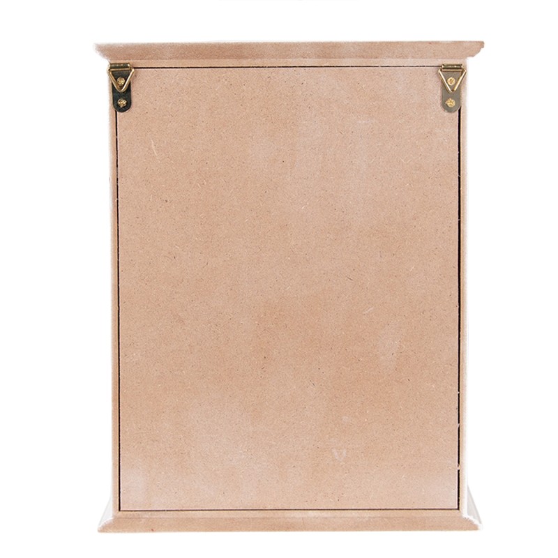 Clayre & Eef Armoire à clés 20x6x27 cm Blanc Bois Verre Rectangle Home is my favourite place to be