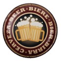 Clayre & Eef Tekstbord  Ø 35 cm Rood Geel Ijzer Beer