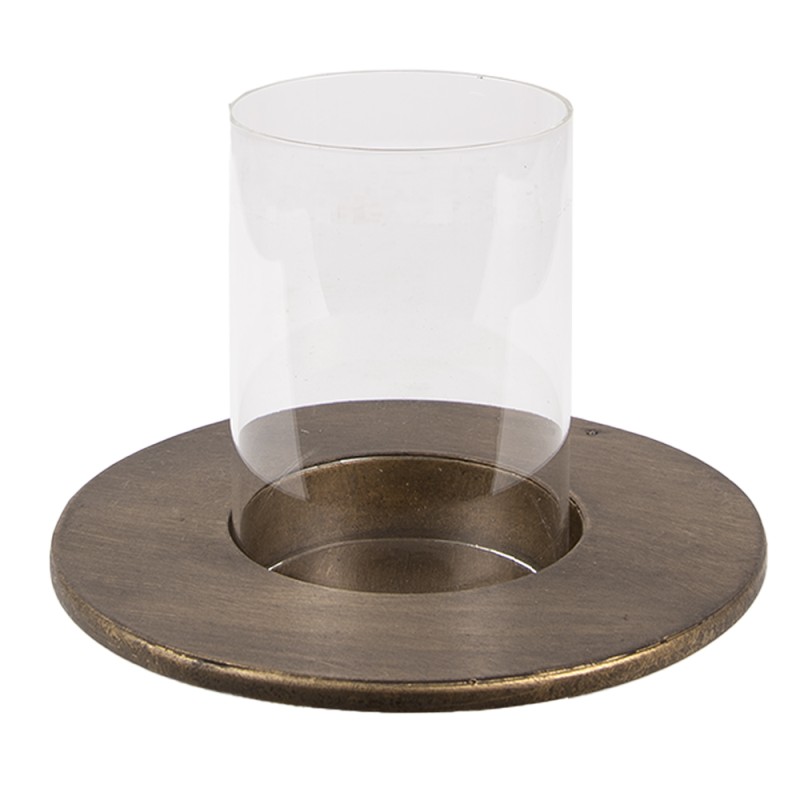 Clayre & Eef Lantern Ø 18x13 cm Copper colored Iron Glass Round