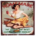 Clayre & Eef Plaque de texte 25x33 cm Jaune Rouge Fer Rectangle Homemade/ coffe