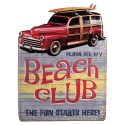 Clayre & Eef Plaque de texte 45x60 cm Rouge Fer Voiture Beach