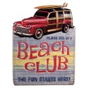 Clayre & Eef Tekstbord  45x60 cm Rood Ijzer Auto Beach