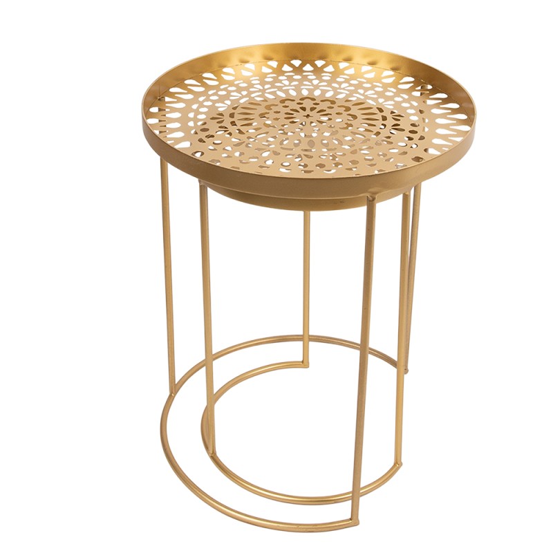 Clayre & Eef Side Table Set of 2 Ø 40x50 / 30x45 cm Gold colored Metal Round