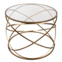 Clayre & Eef Table d'appoint Ø 65x49 cm Couleur or Fer Verre Rond