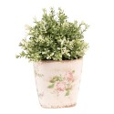 Clayre & Eef Pot de fleurs 16x16x16 cm Rose Beige Céramique Fleurs