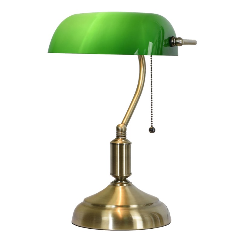 LumiLamp Lampe de bureau Lampe de banquier 27x17x41 cm  Vert Couleur or Métal Verre