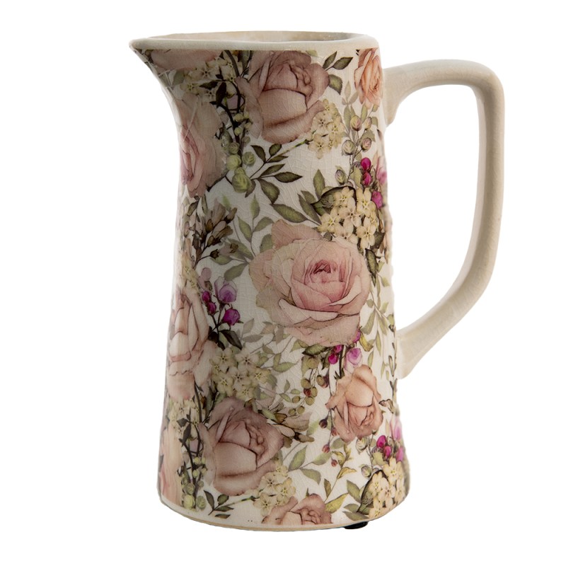 Clayre & Eef Decoration can 750 ml Pink Ceramic Flowers