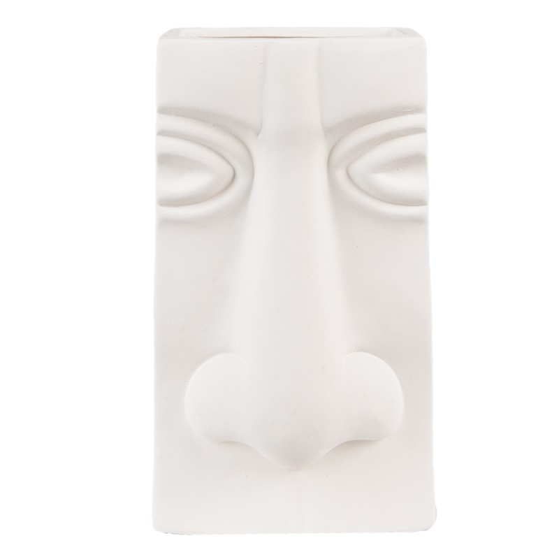 Clayre & Eef Vaso  Faccia 15x9x25 cm Bianco Ceramica