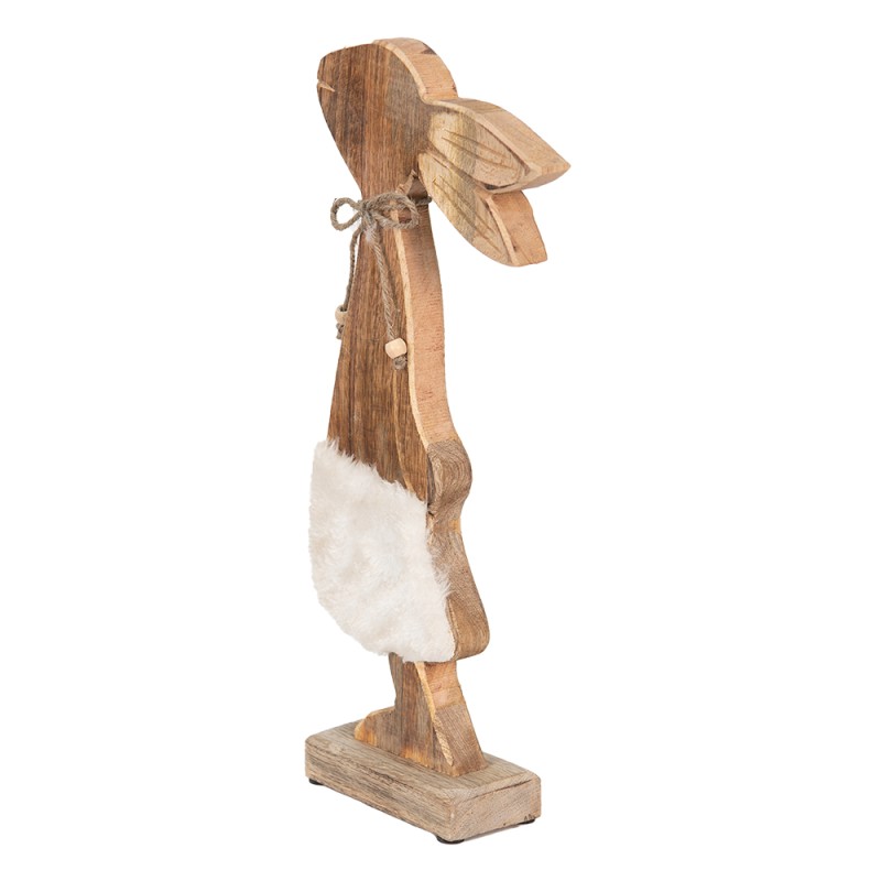 Clayre & Eef Figurine Rabbit 18x6x40 cm Brown White Wood
