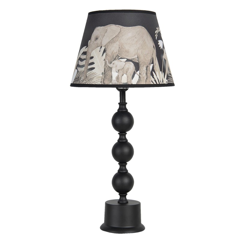 Clayre & Eef Lampe de table Ø 27x57 cm  Noir Gris Céramique Rond Éléphants
