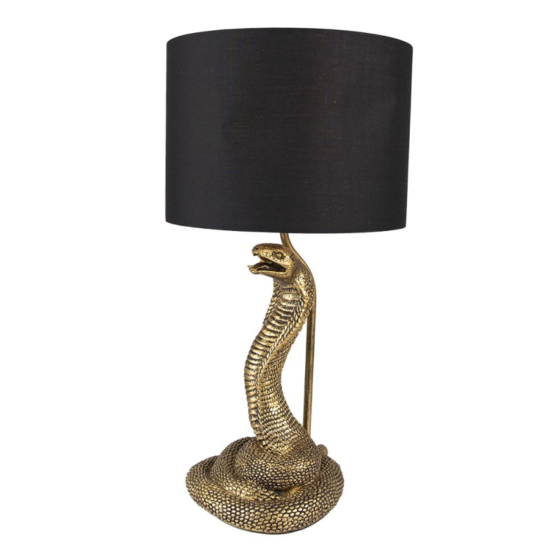 Clayre & Eef Table Lamp Snake Ø 26x48 cm Gold colored Black Plastic