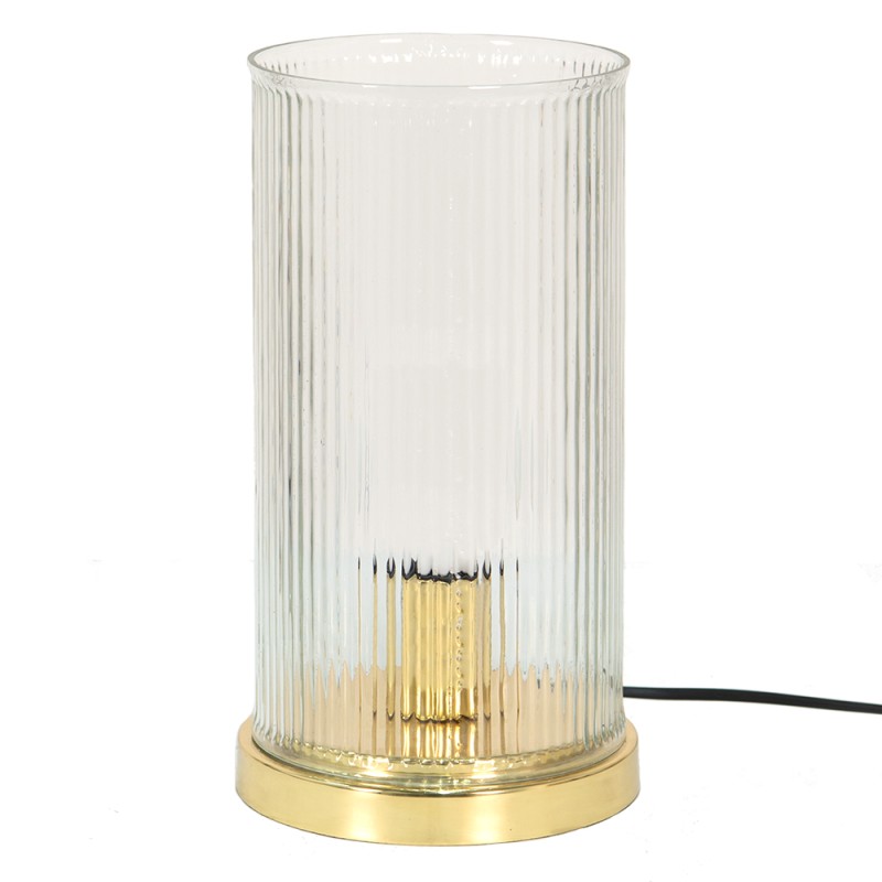 Clayre & Eef Table Lamp Ø 15x27 cm  Gold colored Glass Metal Round