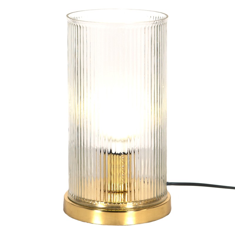Clayre & Eef Table Lamp Ø 15x27 cm  Gold colored Glass Metal Round
