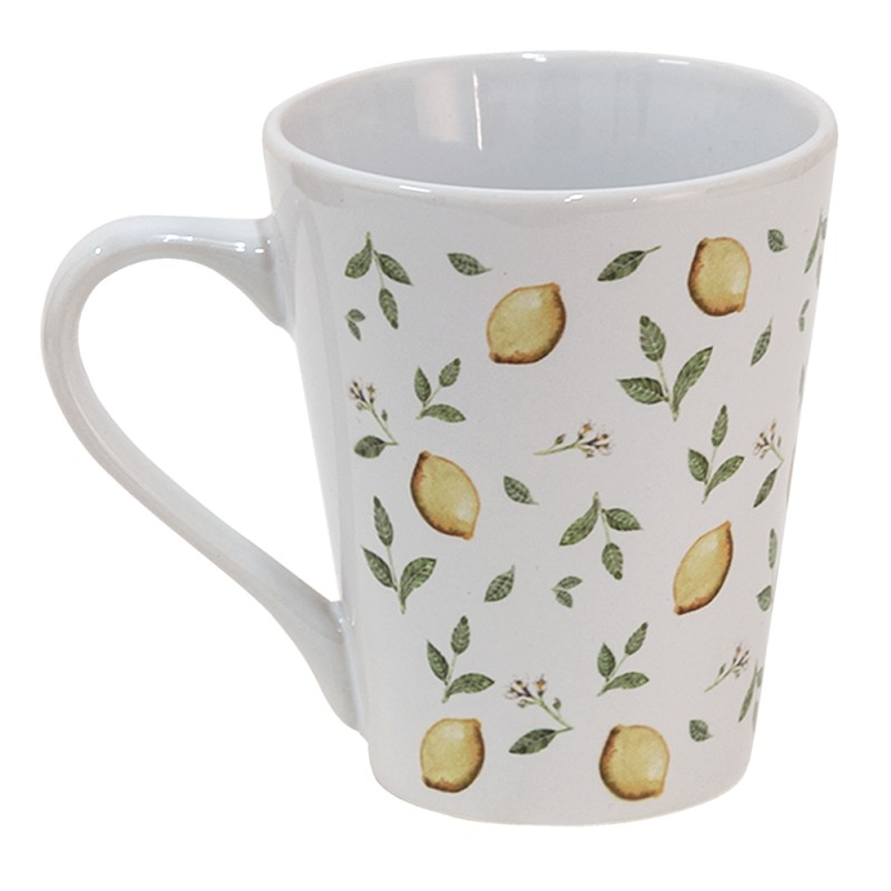 Clayre & Eef Tazza 300 ml Bianco Ceramica Limone