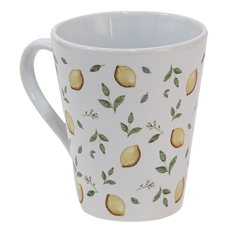 Clayre & Eef Mug 300 ml White Ceramic Lemon