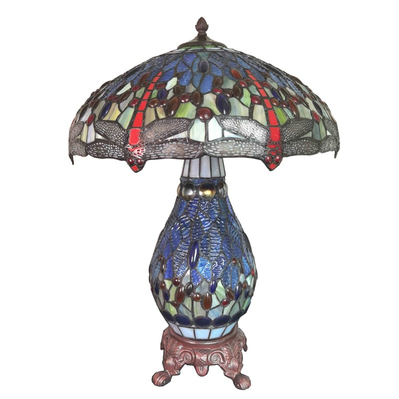 LumiLamp Table Lamp Tiffany Ø 46x65 cm Blue Red Glass Zinc
