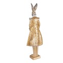 Clayre & Eef Figurine Rabbit 14x10x44 cm Gold colored Polyresin