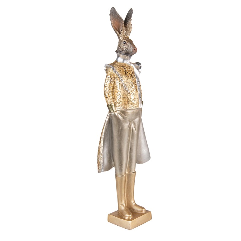 Clayre & Eef Figurine Rabbit 14x10x44 cm Gold colored Polyresin
