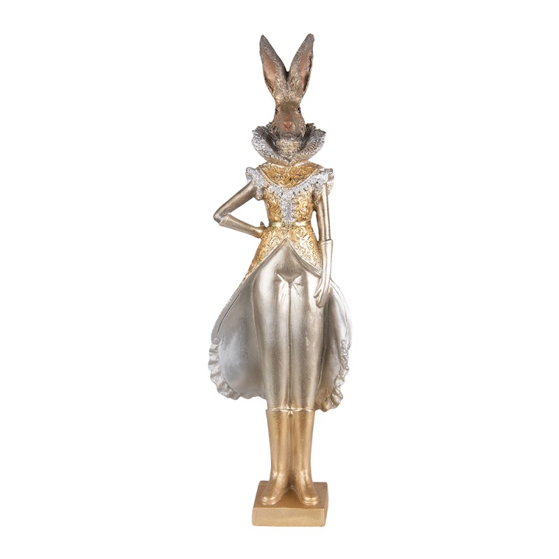 Clayre & Eef Statuetta Coniglio 14x10x44 cm Color oro Poliresina