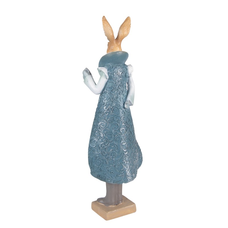 Clayre & Eef Figur Kaninchen 11x8x33 cm Blau Polyresin