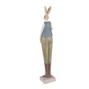 Clayre & Eef Figur Kaninchen 6x5x36 cm Blau Grün Polyresin