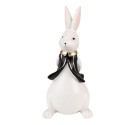 Clayre & Eef Figurine Rabbit 11x10x23 cm Black White Polyresin