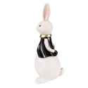 Clayre & Eef Figur Kaninchen 11x10x23 cm Schwarz Weiß Polyresin