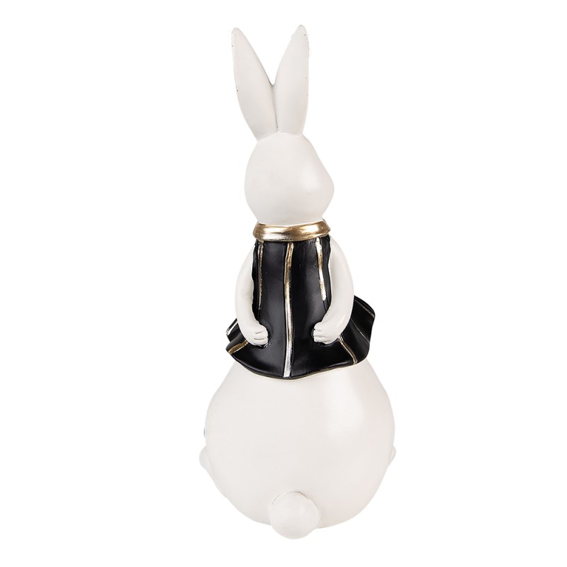 Clayre & Eef Figurine Rabbit 11x10x23 cm Black White Polyresin