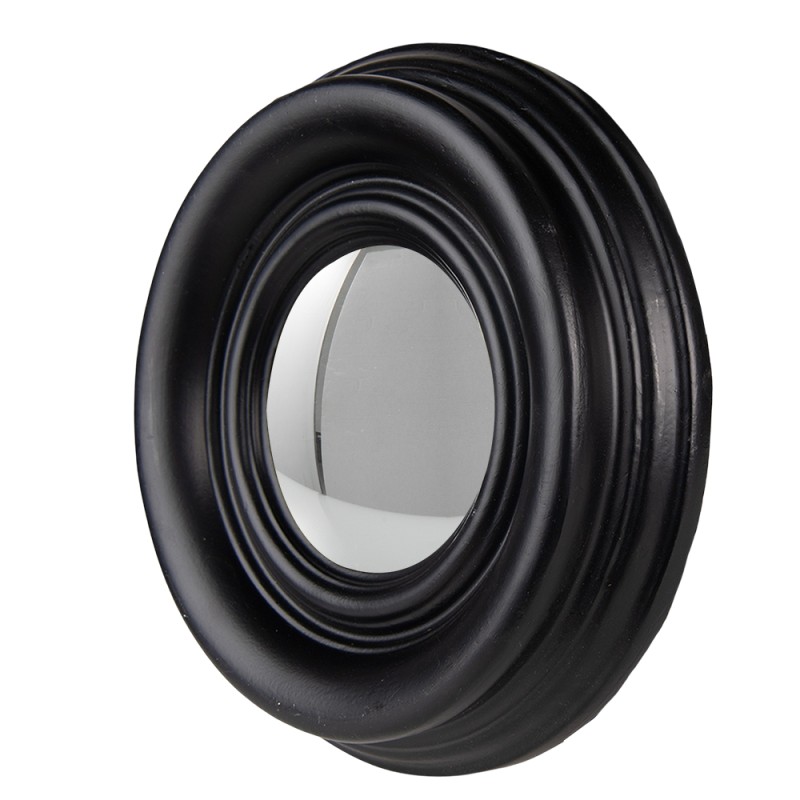 Clayre & Eef Mirror Ø 21 cm Black Wood Round