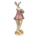 Clayre & Eef Figurine Rabbit 11x10x29 cm Gold colored Polyresin