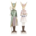 Clayre & Eef Figurine Rabbit 11x10x43 / 11x10x43 cm Green Pink Polyresin