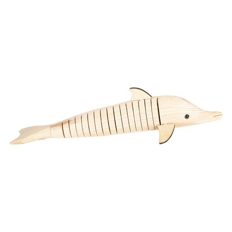Clayre & Eef Decoration Dolphin 32x5x3 cm Brown Wood Dolphin