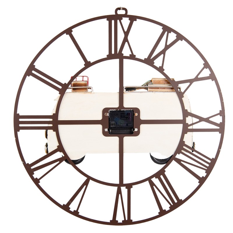 Clayre & Eef Wall Clock 48x50 cm Green Metal Round Van