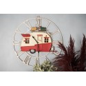 Clayre & Eef Wall Clock 48x50 cm Red White Metal Round Caravan