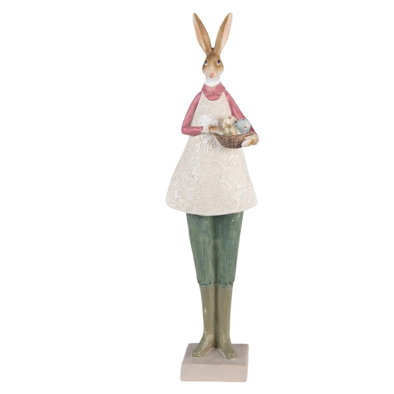 Clayre & Eef Figurine Rabbit 9x7x36 cm Beige Green Polyresin