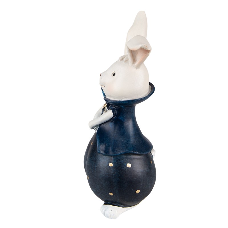 Clayre & Eef Figur Kaninchen 9x8x21 cm Blau Weiß Polyresin
